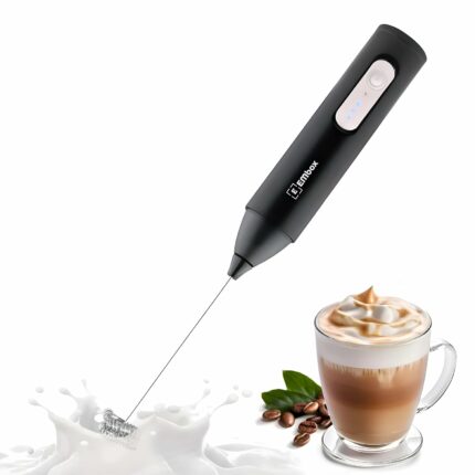 Efinito Rechargeable Milk Frother & Coffee Whisker | 3-Speed Electric Frother for Cream, Latte, Cappuccino | Egg Whisker | Stainless Steel | 6 Months Warranty | Black