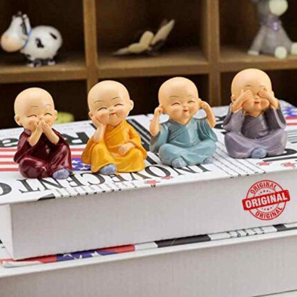Efinito Resin Buddha Monk Statues, Small, Multicolour, Set of 4