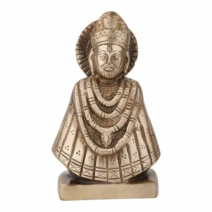 Efinito Brass Sitting Khatu Shyam Ji Idol- Symbol of Faith and Devotion, Khatu Shyam Ji Maharaj Murti, Size - 3x5.5In, Weight - 927Gm.