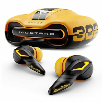 Boult X Mustang Newly Launched Torq TWS Earbuds with 60H Playtime, App Support, 4 Mics ENC, 45ms Low Latency, 13mm Driver, Breathing LEDs, Touch Control, Made in India, IPX5 Ear buds Wireless (Yellow) | Bluetooth | Noise Cancelling | Long Battery Life | Fast Charging