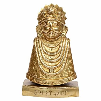 Efinito Brass Khatu Shyam Ji Murti Baba Khatu Shyam Height 9 Inch Gold Color Size Medium