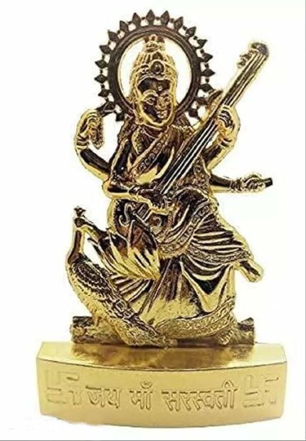 Efinito Goddess Maa Saraswati Statue Study Devi Handicraft Decorative Spiritual Puja Vastu Showpiece Figurine Idol - Religious Pooja Gift Itemfor (Golden)