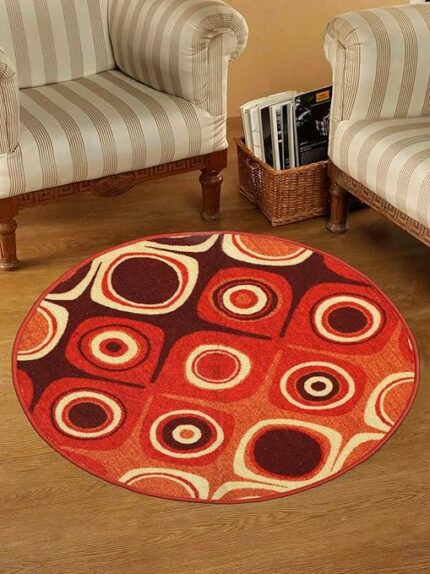 Status Nylon Floor Round Carpet Mats Rug for Living Room, Dining Room,Kitchen, Hall (30 x 30 inches Or 78cm x 78cm) (Multi - 817)