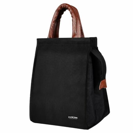 Efinito Black Color Insulated Travel Lunch/Tiffin/Storage Bag Leakproof Hot/Cold for Girls Boys Men Women Unisex, Office, College & School (Black)1 Liters,Leather