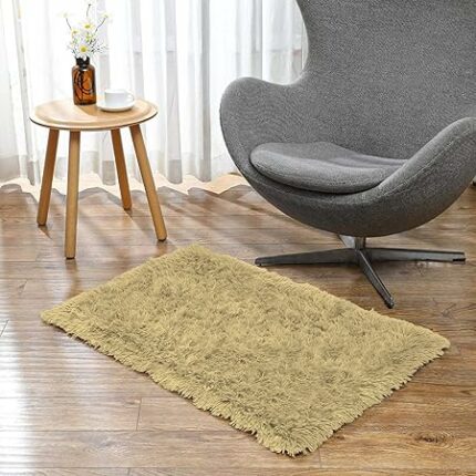 Efinito LuxeHome Mats Marino Fur 2000 GSM Thick Foot Mat Rug Anti Skid Non Slip Absorbent Washable and Quick Dry Rugs for Bedroom Entrance (45x75 cm, Gold Pack of 1)