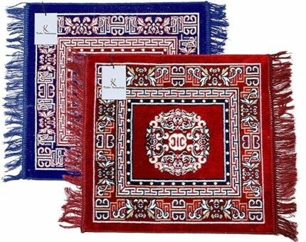 Efinito Rug (Sky Blue & Maroon, Velvet, Standard)
