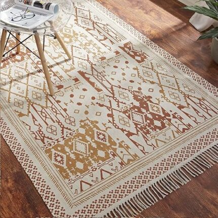 Efinito Luxury Modern Dhurrie For Floor, Living Room & Bedroom | Drawing Room Dhurrie | Crimson Rust | Rectangular Dhurrie For Living Room Size - 2 X 3 Feet (60 X 90 Cm)