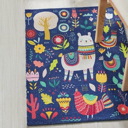 Efinito Printed Fox Kids Room Dhurrie Carpet Rug Runner Floor Mat for Living Room Bedroom: 2 X 3 Feet Multi Color (PR-109)