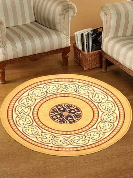 Status Interieur Nylon Floor Round Carpet Mats for Living Room, Dining Room, Bathroom, Hall with Anti Skid Backing (30 x 30 inches)