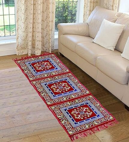 Heart Home Cotton Velvet Bed Side Runner (6 Feet x 2 Feet, Maroon) CTHH5804