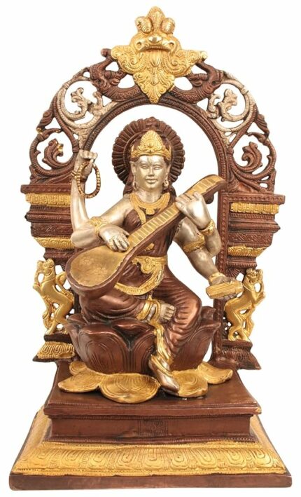 Efinito The Goddess of Music -Saraswati - Brass Statue