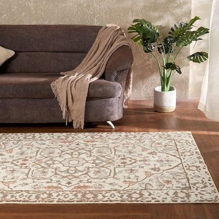 Efinito Wonder-Full Polyster Carpet, Machine Washable Rug Indoor Floor Rug Carpet for Bedroom Under Dining Table Home Office House Decor - Anti Skid Carpet (Dusty Grey - ?4 X 6 Feet)