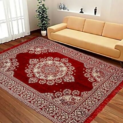 Efinito Zesture Premium Home Jacquard Weaved Pollycotton Persian Design Bedroom/Living Room Rugs and Carpets (Maroon)