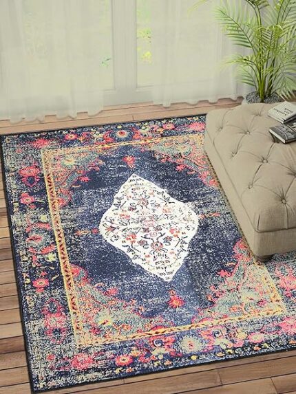 Status 3 x 5 Feet Multi Printed Vintage Persian Carpet Rug Runner for Bedroom/Living Area/Home with Anti Slip Backing