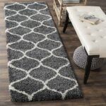 Efinito Modern Fluffy Silky Micro Fiber Polyster Carpet for Bedroom, Study Room, Kisd Room, Guest Room ETC ('Grey and Ivory, 12x24 Inch)