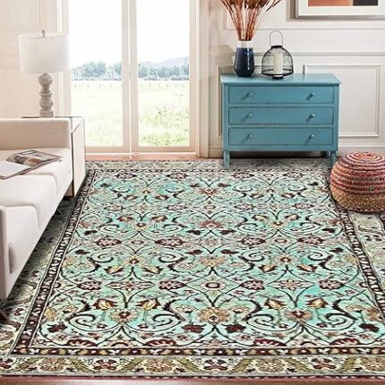 Efinito Printed Vintage Persian Home Floor Decor Carpet Rug Anti Skid Backing for Home, Living, Office, Rooms & Bedroom, Hallway (4 X 6 Feet)
