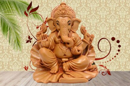 Efinito Ganesh ji Ganpati Bappa Shoeflower Idol for Car Dashboard, House Warming, Puja Ghar, Diwali, Decoration & Gifting 7 x 10 x 10 cm