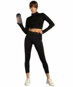E1.88 Woman Zip Croptop with Thumbholes || Women Activewear top with Thumbhole ||Zip Gym Croptop with Thumbholes - Image 2