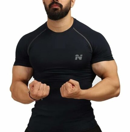 NINQ Half Sleeve Compression T-Shirt - Men's Athletic & Sports Tights for Fitness Gym