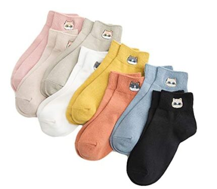 F Falkiya Women Ankle Length Cotton Socks (Pack of 5) (Ankle Socks for Women's Multicolour)
