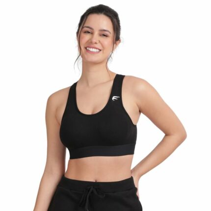 ENVIE 1070 Non-Wired Padded Full Coverage Sports Bra for Womens -Medium Impact Gym/Workout Bra, Racer Back Slip-on Bra with Removable Pad -200 GSM Cotton|Spandex-All Day Comfort Bra