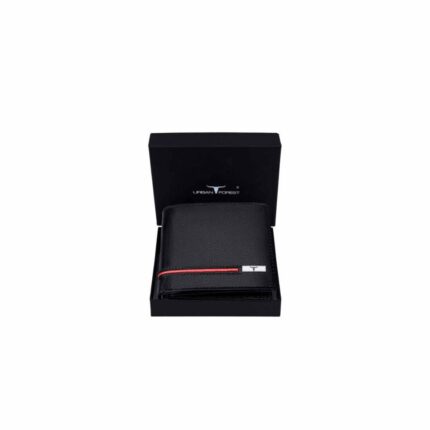 URBAN FOREST Stag Black/Red Leather Wallet for Men - Stylish & Durable