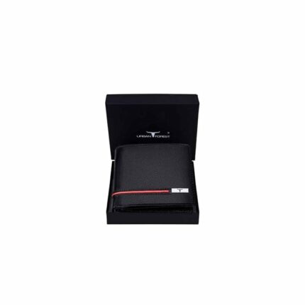 URBAN FOREST Stag Black/Red Leather Wallet for Men - Stylish & Durable