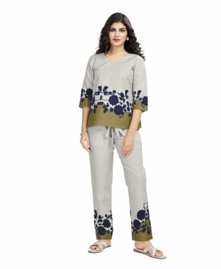 MOJILAA Women Linen Silk Floral Printed Causal Co-ord Set | Linen Silk Co-ord Set | Printed Co-ord Sets | Causal Wear | A-line Co-ord | Co-ord | Top and Bottom Wear