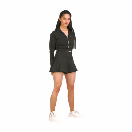 RAXEDO Mid-Waisted Black Sport Skirts for Women | Comfortable Athletic Wear for Gym & Outdoor Activities | Cotton Lycra Fabric