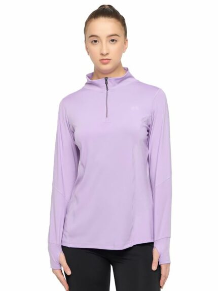 Clovia Women's Snug Fit Active Jacket with Thumb Holes in Purple Colour