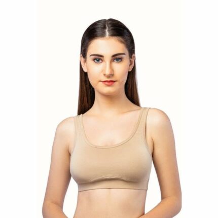 Lavos Bamboo Cotton Comfort Sports Bra for Women Non Padded Full Coverage, Non Wired Soft Breathable Broad Strap Sleeping Training Bras for Young Women's, Yoga, Workout, Gym Bra for Ladies_Pack of 1