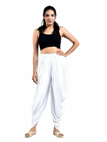 Y X S Women's Loose Fit Rayon Dhoti Pant for Women|Patiala Slawar Bottom Wear Harem Pants Lounge Pants|Women Stylish Bottom Salwar Pant