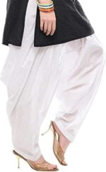 Prabha creations Women's Loose fit Cotton semi Patiyala Salwar White - Image 3