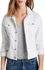 TEKTARWI 3/4th Sleeve Comfort Fit Regular Collar Denim Jacket for Women/Girls Women White Denim Jacket