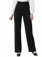 KOTTY Women Straight Fit Polyester Blend Solid Trousers