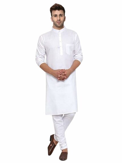 LookMark Men's Cotton Blend Yellow Straight (Kurta 02-L_)