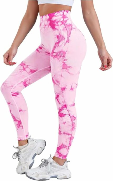 BEASTRIBE Tie-Dye Print Seamless Leggings for Women High Waist Yoga Pants, Scrunch Butt Lifting Elastic Tights