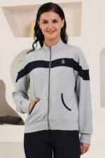 ZICADA? Women's Atheletic Gym Running Sports TrackJacket | Women Striped Sports Jacket | Full Zip Long Sleeve Shirts Hiking Outdoor Pockets | Athletic Jacket Sun Protection - Image 2