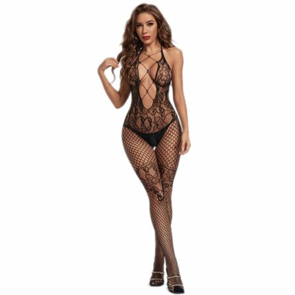 FIHA Woman's Polyamide Elastane Full Body Stockings (MS-4013_BK, Black, Free Size)