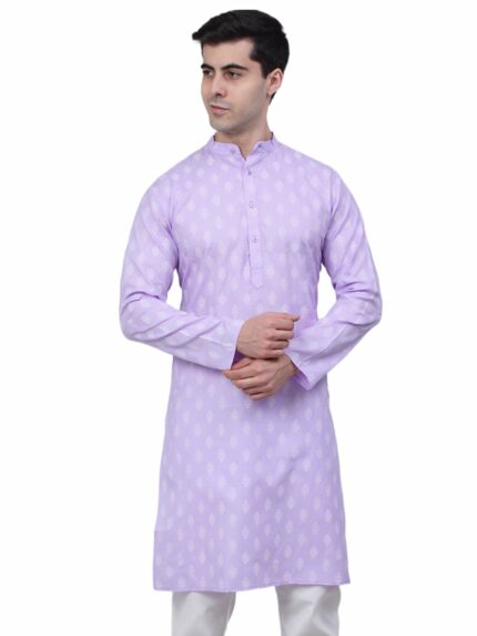 Jompers Men's Cotton Floral Printed Kurta.
