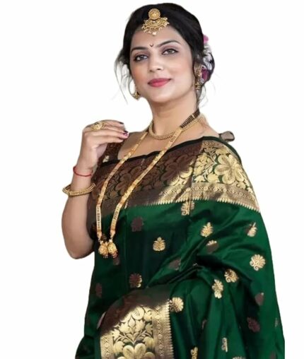 Yashika Women's Zari Woven Cotton Silk Jacquard Saree With Unstitched Blouse Material