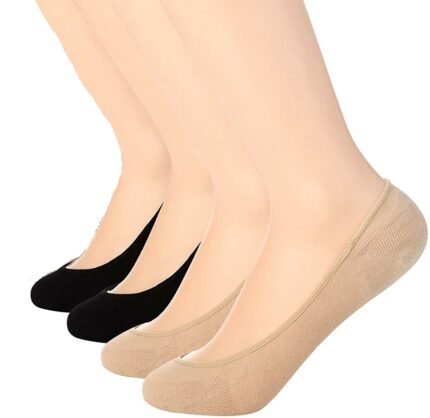 PLUMBURY Women's No-Show Cotton Socks (Pack of 2) (PL-NOSHOWSOCKS-BL/BG_Multicolour)