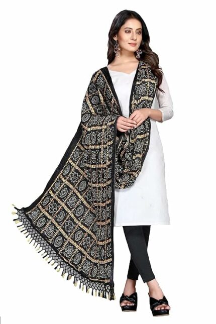 TRENDMALLS Women's Bandhej Pattern Chinon Silk Dupatta