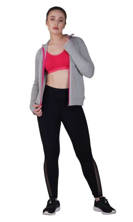 PALOMI Full Sleeves Sheered Thumbcut Cotton Hoisery Gymwear Sports Zipper Jacket with side pockets and Beautiful Front Zipper on Maindrain Collar for Girls and Women