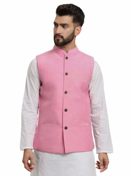 LATEST CHIKAN Men's Traditional Cotton Solid Nehru Jacket/Waistcoat