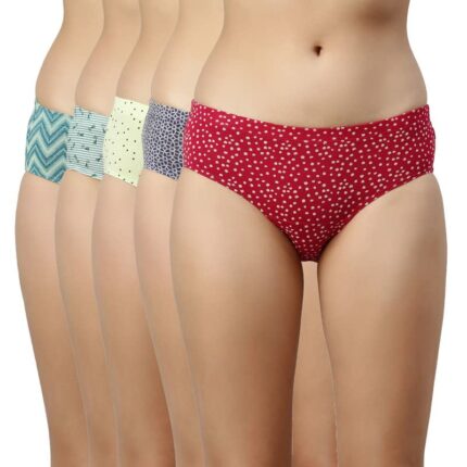 Enamor CR17 Stretchable Cotton Hipster Panties for Women, Full Coverage Grip Fit Inner Elastic with Antimicrobial & Stain Release Technology- Color and Print May Vary
