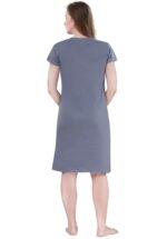 XOYA Printed Knee Length Nighty for Women/Cotton Nighty - Black - Image 4