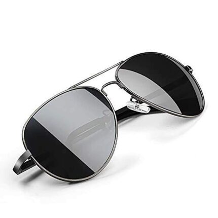 Black Jones Polarized Sunglasses For Men and Women Wayfarer UV Protection Aviator Shape Goggles Sunglass Silver and Gun-Metal (Black)-Pack of 1