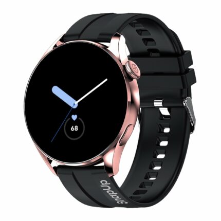 SnapUp Revolve Bluetooth Calling Smartwatch with Snap Sync, 1.32 Prima Round Dial Display, 450 Nits Brightness, Health Tracker, Smart Notifications, Custom Smart Watch Faces - Rose Gold Black