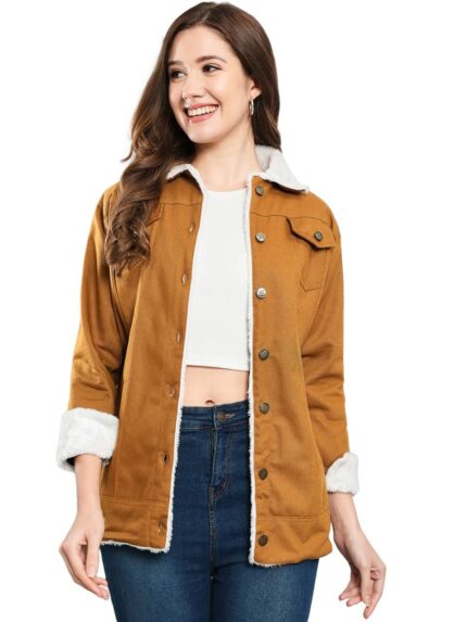 FUNDAY FASHION Women Cotton Blend Full Sleeve Solid Long Knee Length Jacket